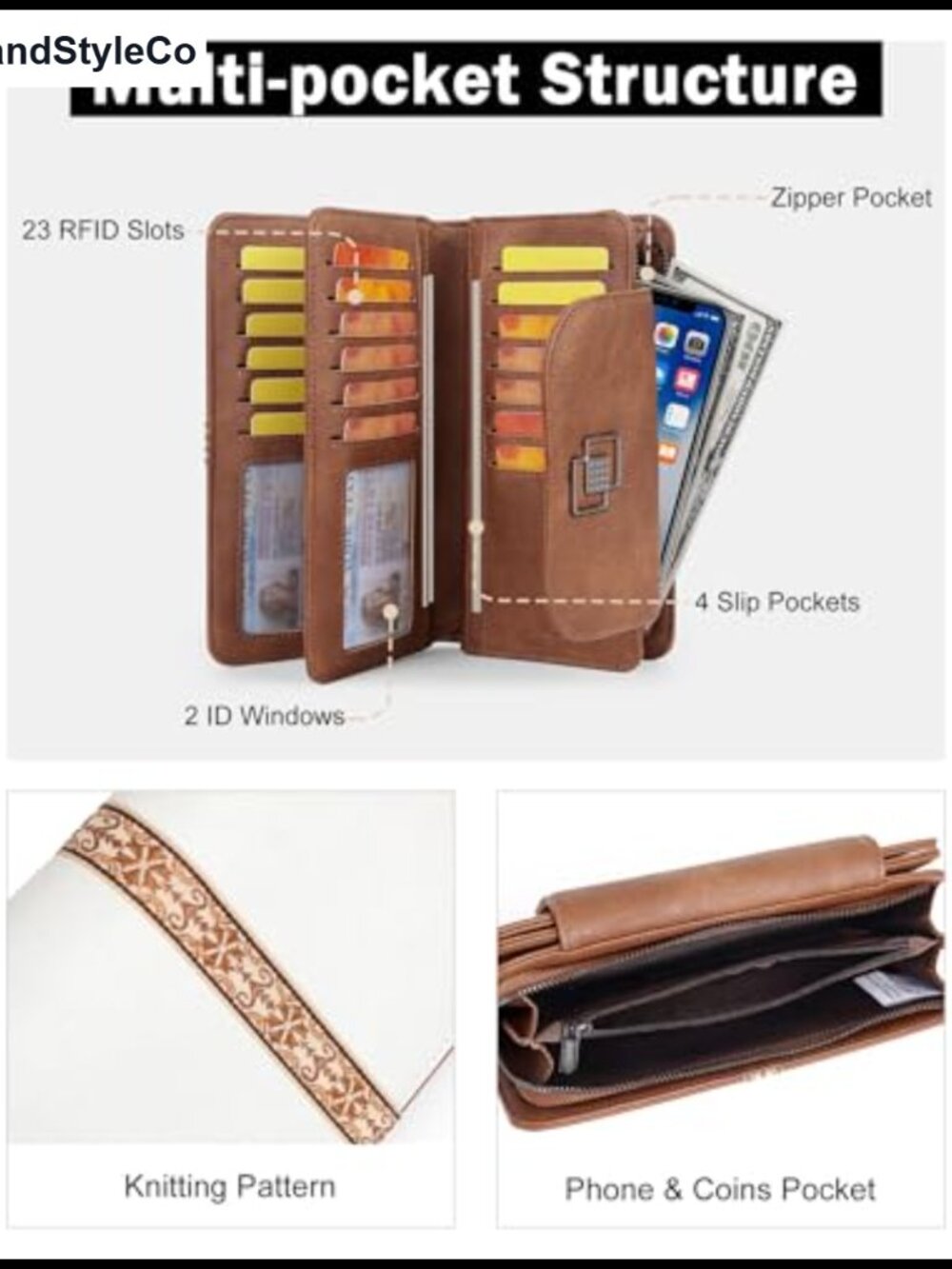 Women's Leather Briefcase Laptop Bag Work Tote with Wallet 15.6 - Picture 6 of 6